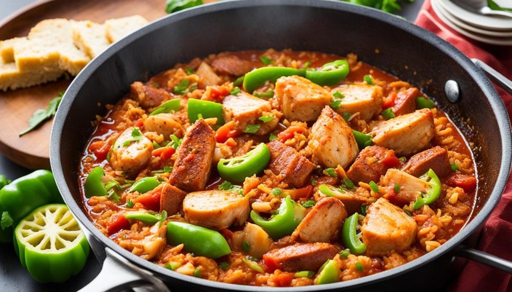 cooking chicken in jambalaya