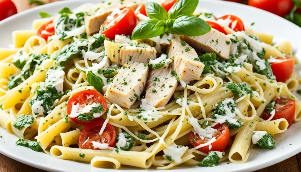 homemade chicken pesto pasta